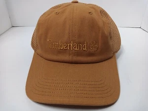 Timberland Mesh Back Snapback Trucker Baseball Cap Hat Brown Tan 1 Size Fits All - Picture 1 of 4
