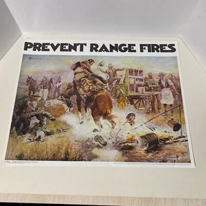 Vintage 1970 US Dept of Interior Poster - Prevent Range Fires - Bronc To Breakfast - Bild 1 von 5