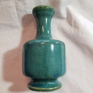 Hand Thrown Pottery Vase Beautiful Teal Glaze 3" x 5" TALL - Picture 1 of 12