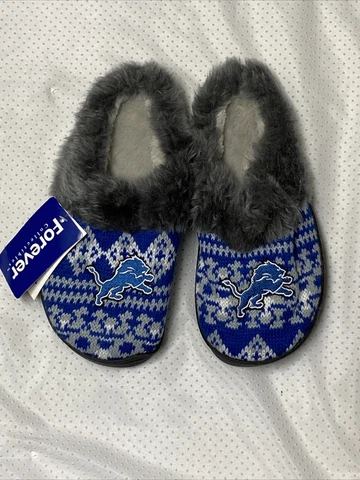Detroit Lions NFL Slippers Faux Fur Women's size Small (5/6) NWT Cover