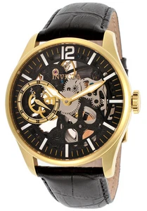 Invicta 12405 Vintage Mechanical Black Skeleton Dial Leather Strap Men's Watch - Picture 1 of 4
