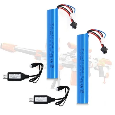 Paquete de 2 baterías de 7,4 V 2000 mAh para salpicaduras de bolas de juguete paquete de baterías accesorios Foto 1 de 4
