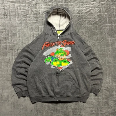 Sudadera con Capucha XL Gris Cremallera Completa Tortugas Ninja Y2k De Colección Para Hombre Foto 1 de 4