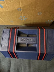Vtg ROLYKIT Blue Rollup Storage Box Craft Case Tool Fishing Sewing Jewelry Parts - Picture 1 of 9