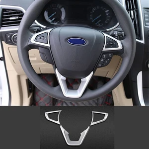 Silver Steering Wheel Frame Cover Trim For Ford Mondeo-Fusion 2013-2020 ABS 3pcs - Picture 1 of 7