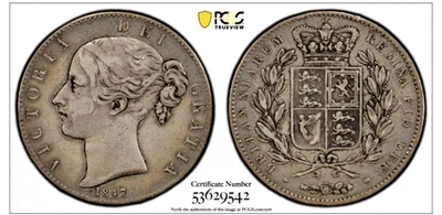 Silver 1847 Great Britain Crown   PCGS VF-30  Young Head    SN7493 - Image 1 of 4