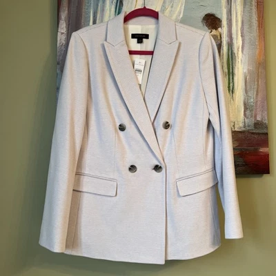 Chaqueta Blazer Ann Taylor Talla 10 Doble Pecho Gris Lila Claro Nueva con Etiquetas Foto 1 de 4