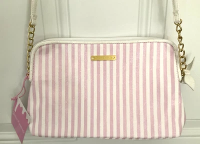 Juicy Couture розовый белая полоса через плечо сумочка наплечная сумка блестящий бант на молнии - Изображение 1 из 4