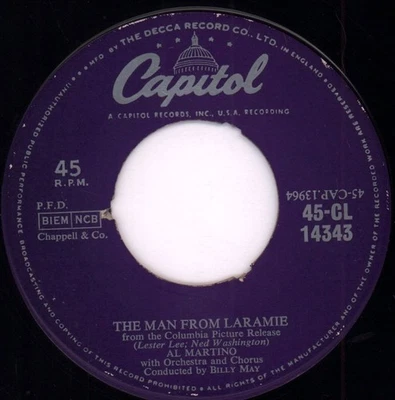 Al Martino Man From Laramie 7" vinyl UK Capitol 1955 label centre has been - Image 1 of 2