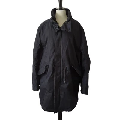 Helmut Lang Hombres Chaqueta Negra XL Largo Medio Invierno Abrigo Carga Utilidad Parka Pesada Foto 1 de 4