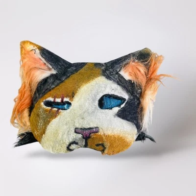 Calico Cat Mask Costume Cosplay Halloween Animal Faux Fur Therian Handmade - Image 1 of 4