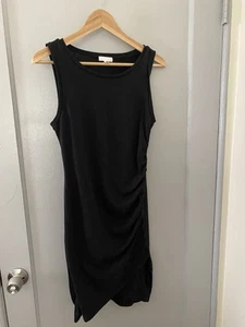 Leith Women's Black Ruched Body-con Sleeveless Dress Size M Great Condition - Picture 1 of 5