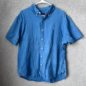 Ralph Lauren Hemd Herren XL Blau Indigo Oxford Button Down Kurzarm Freizeit - Bild 1 von 10