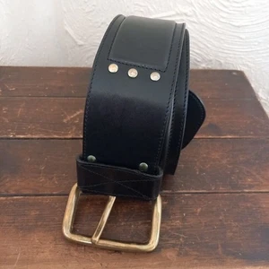 PS Black Leather Wide Belt Size 28" 70cm Made in Italy - Picture 1 of 5