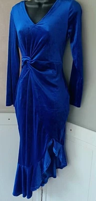 Y2k Royal Velvet Dress Mermaid Fishtail Hem Festival Boho Disco Ball Holiday Wow - Image 1 of 4