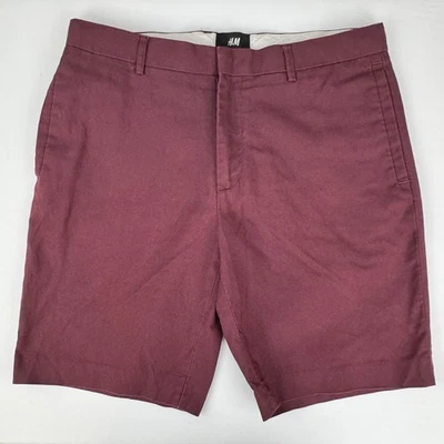 H&M Mens Shorts Size L 34R - Regular Fit - Red Burgundy - Chino Flat Front - Image 1 of 4