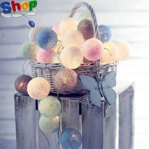 Fairy Lights LED String Lights Plug in Indoor - 3.8M 20 Pcs 6Cm Diameter Cotton - Picture 1 of 12