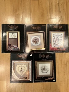 6 P Buckley Moss Cross Stitch Pattern Lot Wedding Marriage Man Woman Anniversary - Picture 1 of 6