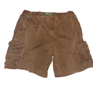 Orvis Khaki Brown Cargo Shorts Men Size 34 Heavy Duty Cotton Casual - Picture 1 of 12