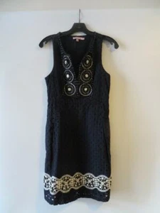 WOMENS CALYPSO ST. BARTH NAVY SLEEVELESS BEADED EYELET DRESS SZ XS * - Picture 1 of 9