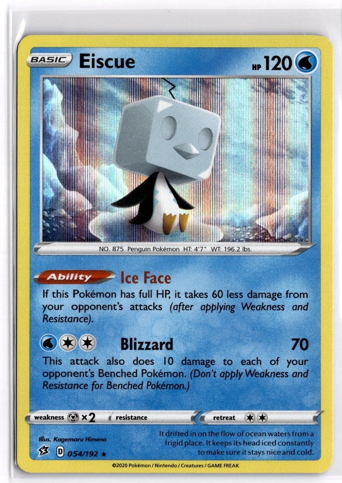 Pokemon TCG Eiscue 054/192 Swsh02: Rebel Clash Holo Rare - Image 1 of 1