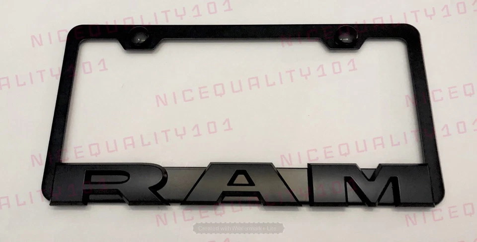 3D RAM Letter Stainless Steel Black Finished License Plate Frame - Image 1 of 1