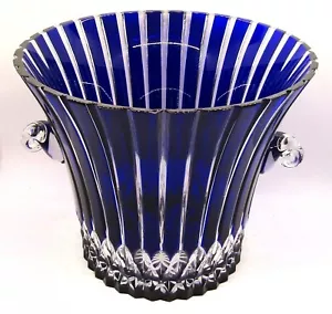 Akja Castille Cobalt Blue Cut Crystal Ice Bucket (large) - Vintage & Gorgeous - Picture 1 of 8