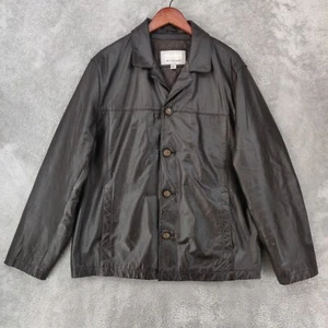 Wilsons Leather Jacket Mens Large L Brown Quilt Lined M Julian Button - Picture 1 of 22