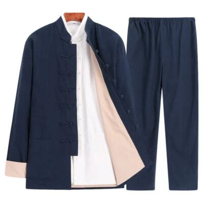 2pcs Bruce Lee Kung Fu Uniform Martial Arts Wing Chun Suit Outfit Tang Suit Mens - Image 1 of 4