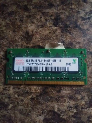 HYNIX 1GB 2rx16 PC2-6400s-666-12 DDR2 800 Mhz SODIMM Laptop Memory - Image 1 of 2