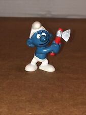 Smurfs 20087 Woodcutter Smurf Swinging Axe Vintage Figure Bully Toy PVC Figurine