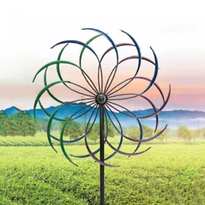 2M Metal Windmill Garden Art Decor Wind Spinner Kinetic Yard Colorful Sculpture - Picture 1 of 13