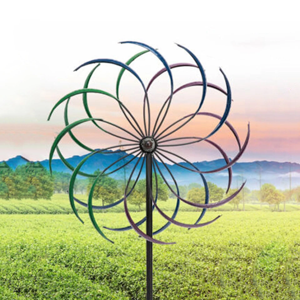 2M Metal Windmill Garden Art Decor Wind Spinner Kinetic Yard Colorful Sculpture - image 1 of 4