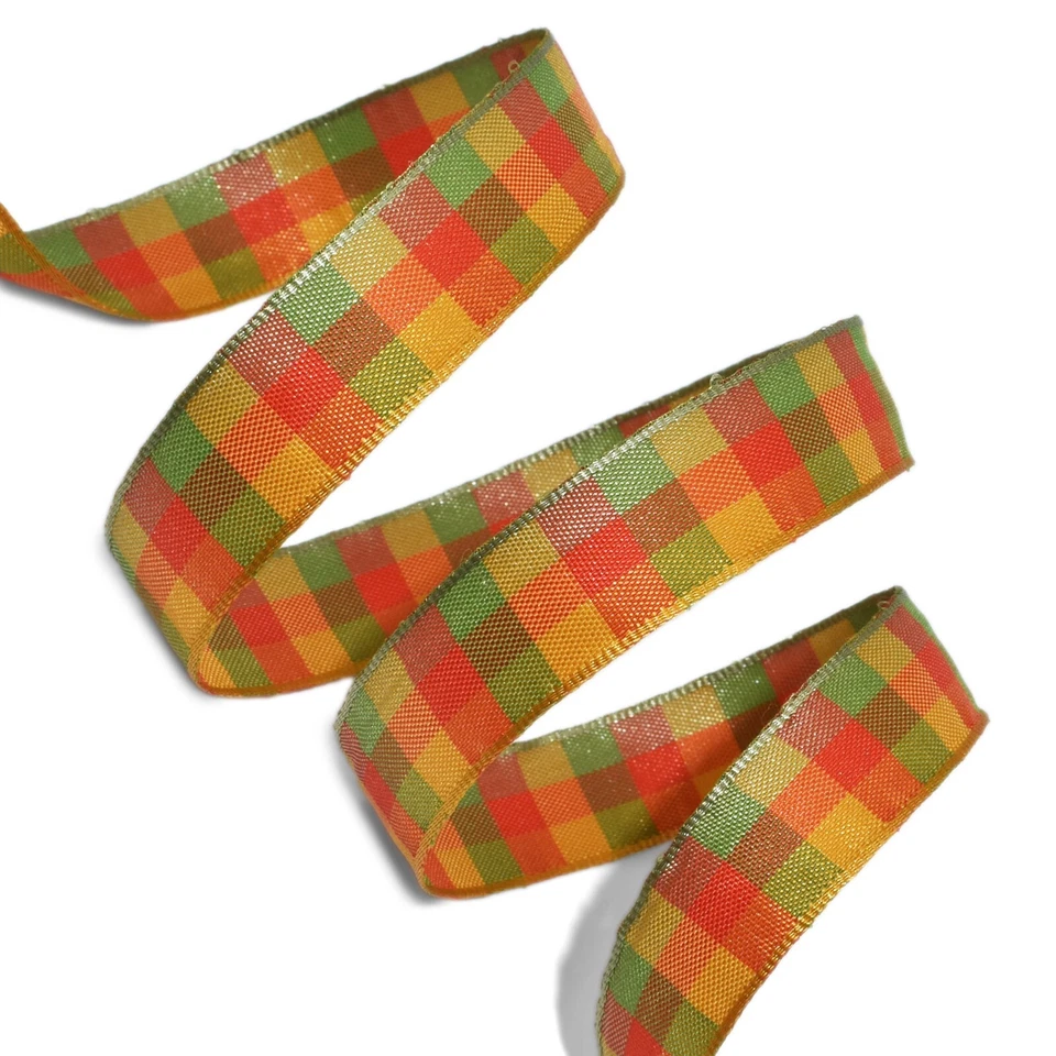 Otoño Otoño Verde Naranja Amarillo Seabreeze Cinta Cuadros 5/8" An x 5 Yardas Foto 1 de 1