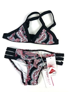 Seafolly Girl’s Indian Chintz Black Paisley Bikini Swimsuit Set Size 6 - Picture 1 of 3