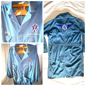 VTG 60s MENS 38 VOLKSWAGEN VW BLUE HBT DENIM HAAR + KNOBEL SHOP COAT WORK JACKET - Picture 1 of 8