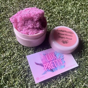 Body Scrub Sugar FOREST BERRIES Organic Vegan Skin Care Pink 100g HANDMADE - Picture 1 of 6