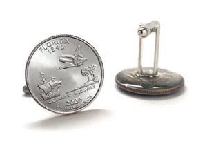 Herren Manschettenknöpfe Florida State Quarter Münze Manschettenknöpfe unzirkuliert Viertel 2004 - Bild 1 von 6