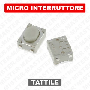 MINI INTERRUTTORE PULSANTE TATTILE 3x4x2.5 mm 4 PIN SMD PCB - 10 PEZZI - Foto 1 di 3