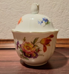 Zuckerdose Wunsiedel Bavaria Blumen, Goldrand, vintage - Bild 1 von 7