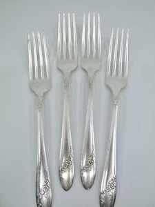 4 tenedores de cena Oneida Community Queen Bess II flores plateados 7,5 pulgadas - Imagen 1 de 4