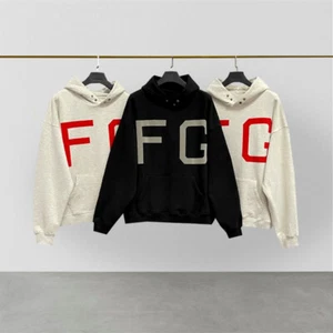 Sudadera con capucha unisex con estampado flocado carta de gran tamaño hip hop suelto unisex - Imagen 1 de 21