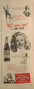 1947 Royal Crown Cola Soda Pop Vintage Ad June Haver - Picture 1 of 2