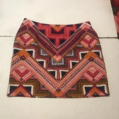 Falda Merona Talla 12 Rosa Naranja Chevron Triángulo Corta 3737 Foto 1 de 4