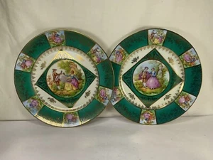 WW95 Vintage Un Par Aofi Baviera Verde Muy Hermoso Plato de Porcelana Para Regalo - Imagen 1 de 10