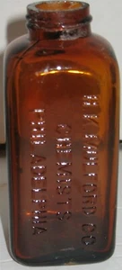 Jarrón de utilería botella de vidrio Philadelphia HK Mulford Co Chemists marrón ámbar de colección - Imagen 1 de 6