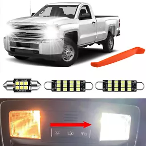 3Pcs Dome/Map White LED Interior Lights For 1988-1998 Chevy Silverado/GMC Sierra - Picture 1 of 5