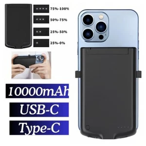 10000mAh Battery Charger Case Portable External Power Bank USB-C Charger Case - Picture 1 of 10
