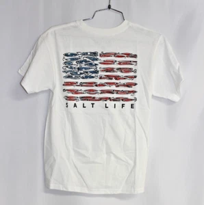 New Salt Life American Lures Tee White Youth Medium Shark Live Salty Saltlife - Picture 1 of 4