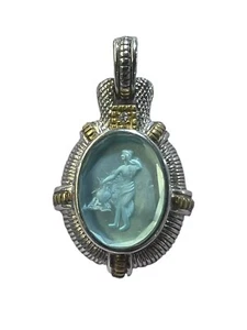 Judith Ripka Two Tone Carved Intaglio Enhancer 18k Yellow Gold & Sterling Silver - Picture 1 of 4